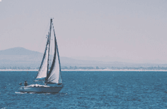 Sailing boat on open water
