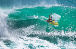 Surfer riding a wave